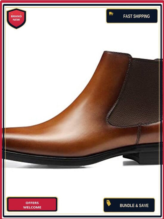 Genuine Leather Chelsea Boots for Men Ankle High Pull-On Dress Shoes main image 4